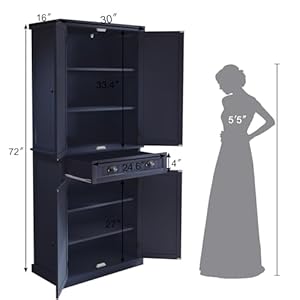 ARTPOWER Kitchen Pantry Storage Cabinet with Drawer and Adjustable Shelves Pantry Cabinet for Kitchen Bathroom or Hallway Blue