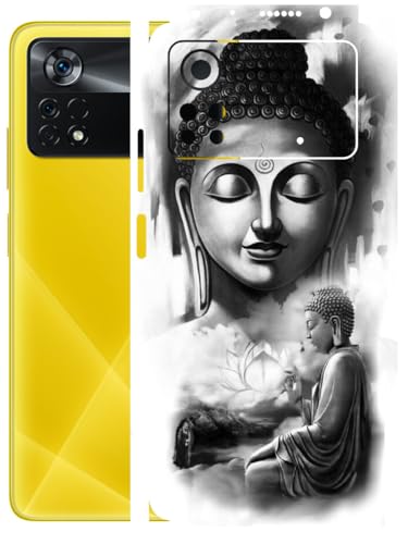 Image of AtOdds - Full Body Back Screen Guard Protector Film - Lamination Wrap Skin Sticker Compatible with Poco X4 PRO (5G) | Scratchproof Matte Finish (Buddha)
