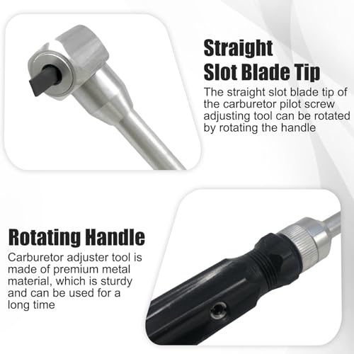 Image of Pilot Screw Adjustment Tool, 18.89in Carburetor Pilot Screw Adjusting Tool, 90 Degree Angled Head Metal Replacement for Carb ATV UTV Snowmobile