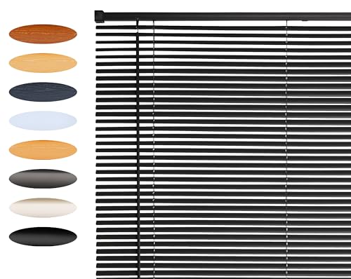 Lister Cartwright 25mm PVC Venetian Blinds Windows Blind Easy Fit Child Safety Included (Dark Grey, 90 cm Width x 160 cm Drop)