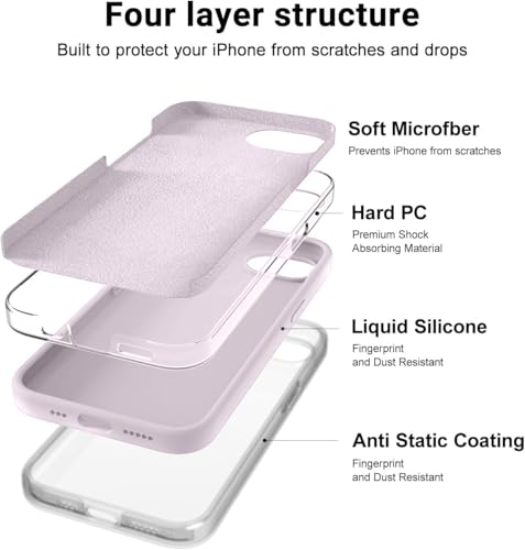 Image of Elzzi Microfiber Logo Cover Compatible for iPhone 16e Case Liquid Silicone Cases Full Body 4 Layer Protective Covers Shockproof Back Cover (Light Lilac)