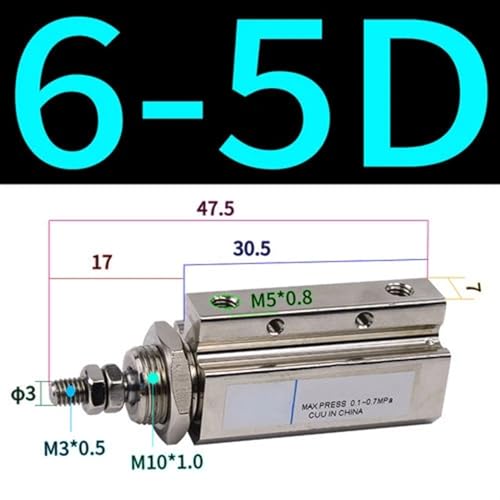 Mini cilindro neumático de doble acción CDJPB6-5D con diseño compacto de microaguja 3