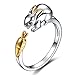 Rabbit Ring Sterling Silver Gifts for Women Gold Crystal Cuff Adjustable Chinese Zodiac Jewelry