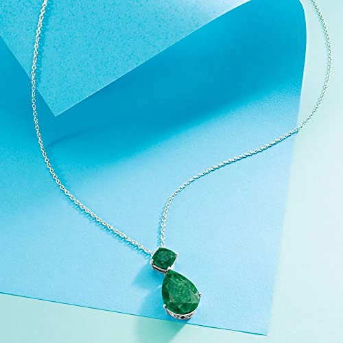 Ross-Simons 11.90 Ct. T.w. Emerald Pendant Necklace In Sterling Silver. 18 Inches #TOP2