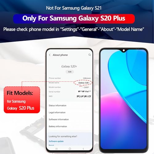 OLED for Samsung Galaxy S20 Plus 5G G986 Screen Replacement for Samsung Galaxy S20 Plus G985 LCD Display Touch Screen Digitizer Assembly Replacement with Tools（with Fingerprint, Grey Frame）