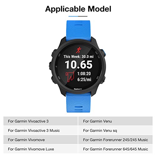 Strap for Garmin Forerunner 245/645 Music,20mm Width Starp for Garmin Vivoactive 3/Vivoactive 3 Music (Sky Blue) - Image 2