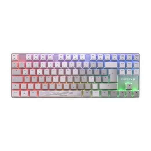 CHERRY MX 8.2 TKL Wireless XAGA, Kabellose Gaming-Tastatur ohne Nummernblock, Deutsches Layout (QWERTZ), Bluetooth, 2,4 GHz und Kabel, MX2A RED Switches, Weiß