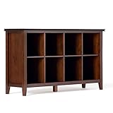 SIMPLIHOME Artisan SOLID WOOD 57 inch Wide Contemporary Modern 8 Cube Storage Sofa Table in Russet...