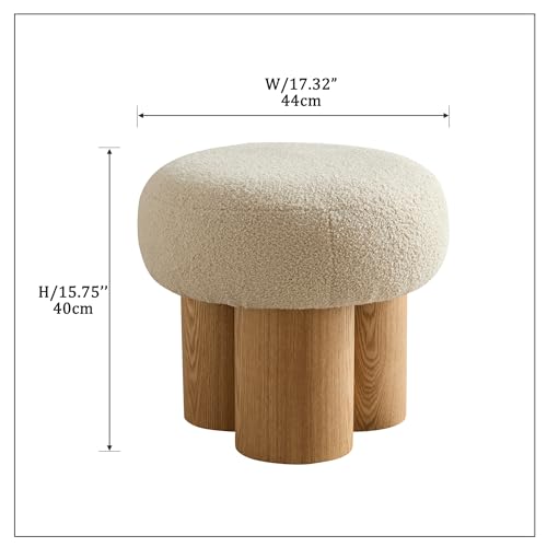 Ball & Cast Mushroom Ottoman Foot Stool,Upholstered Fabric Ottoman with Barrel Base and Plush Cushion,Entry Bench Vanity Stool for Bedroom,Living Room,Greige by Ball & Cast - Image 3