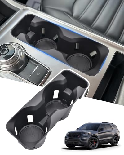 Image of Cup Holder Inserts for Ford Explorer 2020-2024 Accessories, Non-Slip TPE Center Console Cup Holder Protector Organizer for Explorer Interior Accessories