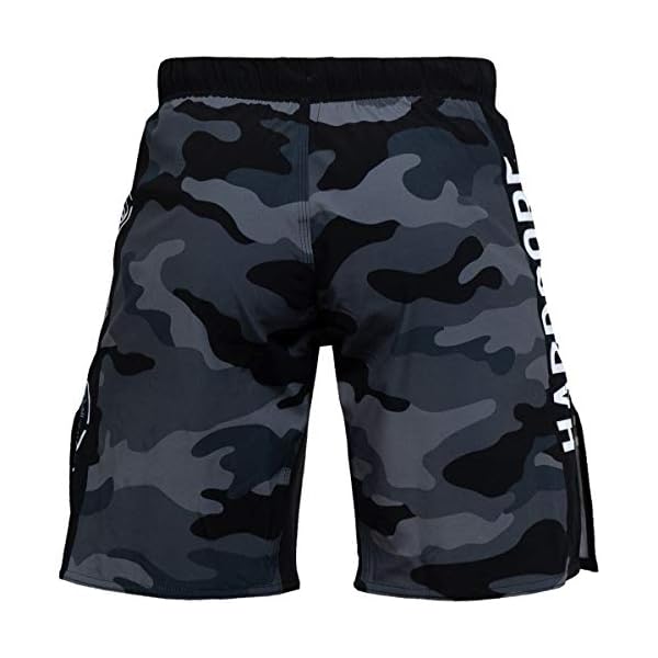 Hardre Training Night Camo 2.0 Fight Shorts Men's Boxing MMA mbat BJJ Grappling Fitness Muay Thai Kickboxing No Gi (3X-Large), Black Grey