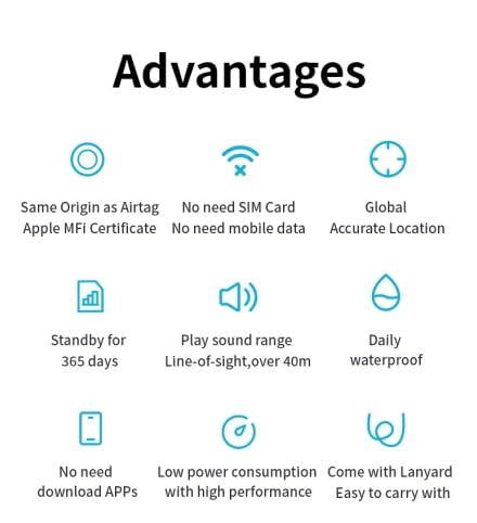 Smart Tag NLT Item Finder Loss Prevention Device, Bluetooth Connection Global Positioning Daily Waterproof, Compatible with Apple Devices for Money Bags/Pets/Keychains (White, NLT-10)