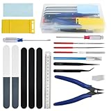 WMYCONGCONG プラモデル用工具 19点セット 入門用ツールセット初心者向きモデルツール 収納ケース付き 薄刃ニッパー ファイル ドライバー 精密ピンセット付き クラフトツール DIY製作修理模型用