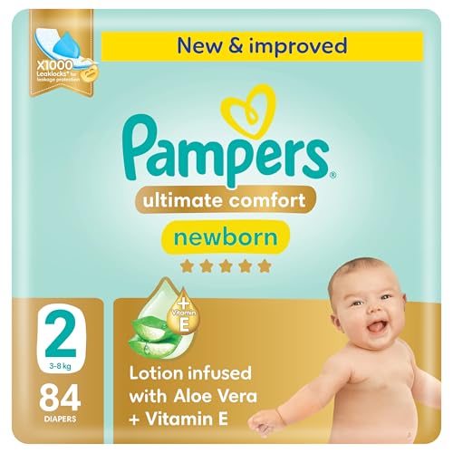 Pampers Ultimate Comfort Premium Taped Diapers Size 2 3-8kg 84 Count