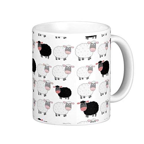 SNV Counting Sheep Ceramic Mug for Coffee, Tea or Beverages (White) -11 Oz