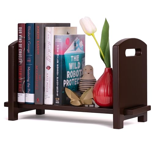 Image of Adjustable Desktop Bookshelf - Sturdy Desk Bookshelf and Book Organizer - No Tools Required to Assemble This Desktop Bookcase, Perfect Tabletop Book Shelf for Office, Study Room