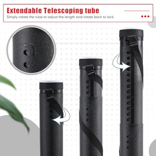 Image of Yahenda 6 Pcs Expandable Poster Tubes Bulk, 24 inch- 40 inch Extendable Blueprint Tube with Shoulder Strap Waterproof Portable Durable Round Cases for Drawing, Poster, Office Bulk Supply(Black, White)