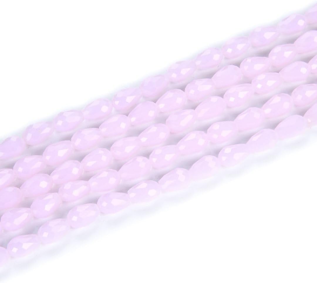 120pcs Czech 12mm Faceted Teardrop Crystal Glass Loose Beads Spacer Pink Rose Opal for DIY Jewelry Craft Making CCT-1230 - Image 3