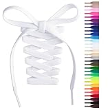 Handshop Flat Shoelaces 5/16' - Shoe Laces Replacements For Sneakers and Athletic Shoes Boots White 114cm