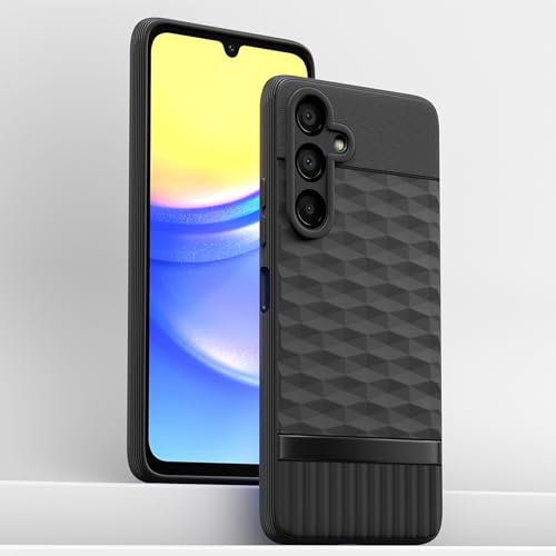 Image of Pikkme Back Cover for Samsung Galaxy F15 5G / Samsung Galaxy M15 5G Camera Protection 3D Hexa Cube Design Silicone Protective Bumper Case (Black)