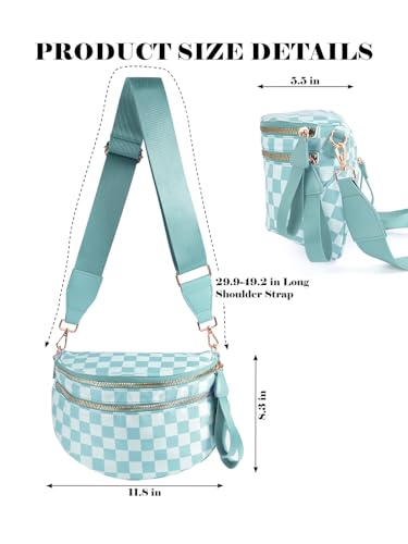 Image of Black and White Checkered Crossbody Bag Bum Bag for Women,Spacious Checkered Purse Fanny Packs Belt Bag