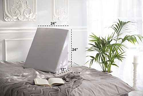 Bamboo Replacement Wedge Pillow Cover (24 X 24 X 12) With Zipper - Sweat-Absorbent, Moisture-Wicking, Odor-Free Wedge Pillow Case – Gray #TOP5