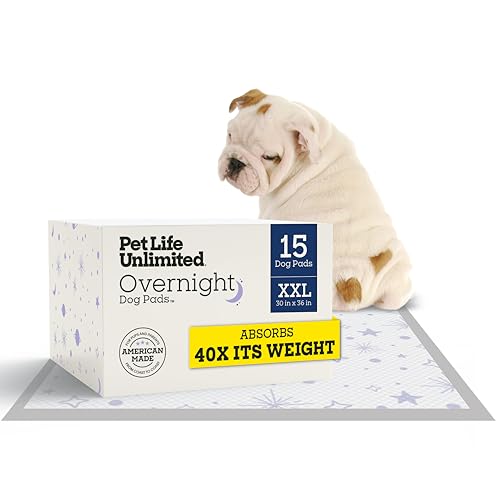 Image of Pet Life Unlimited Overnight XXL Puppy Pads for Dogs, 30 inch x 36 inch, 15 Count, Leak-Proof, Super Absorbent, Quick-Dry Potty Training Pads, Overnight Protection & Jasmine Honey Scent, Made in USA