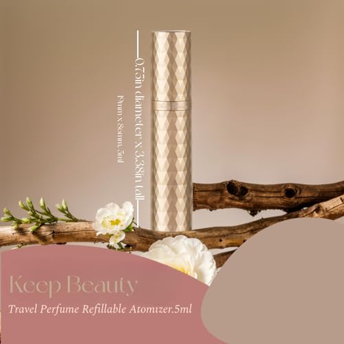 Travel Refillable Perfume Atomizer 0.17fl.oz/5ml. Cologne Pocket Recyclable Portable Sprayer Bottle. Mini Scent Pump Case Dispenser Perfume Container(GOLD)4