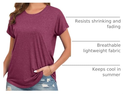 Image of Womens Summer Short Sleeve Tops High Low Loose Casual Basic T-Shirt