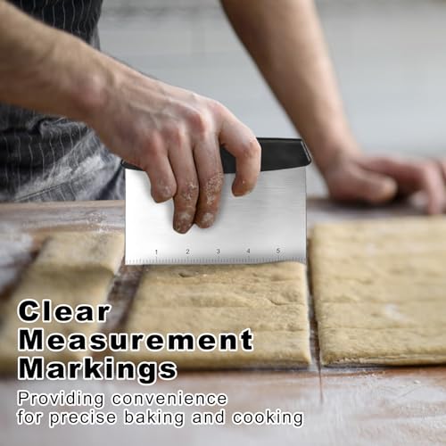 Bench Scraper,Dough Scraper,Premium Stainless Steel Dough Cutter with Measuring Scale,Multi- Purpose Food Scraper for Pastry,Cake,Pizza,Bread,Cooking - Thumbnail 3