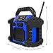 Jobsite Radio Speaker, 30w Ipx 66 Waterproof Fm Clock Radio Portable with LED Lights, Anticollision Fm Radios for Constrution Site/Outdoor/Fishing/Party/Camping (Blue)
