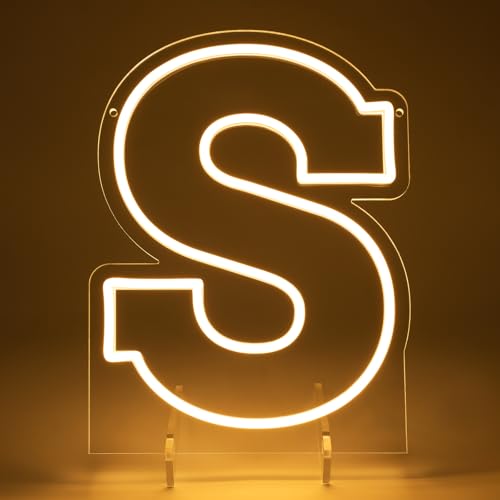 Image of Light Up Letters S, Led Marquee Letter Lights Neon Sign, 13.9 inch Height Decorative Lighted Alphabet Number, Battery /USB Powered Led Letters Lights for Wedding, Birthday, Party, Christmas or Home Decor