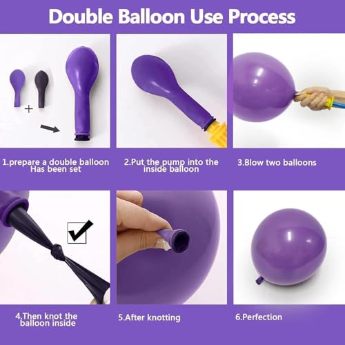 Image of Black Purple Balloon Garland Arch Kit, Double Stuffed Purple Black Balloons Lime Green Lavender Balloon Arch for Wedding Birthday Baby Shower Gothic Wednesday Party Decorations