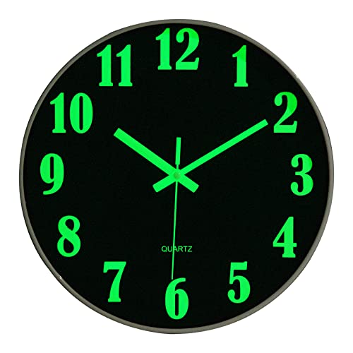 NESIFEE 30,5 cm leuchtende Wanduhr, Nachtlicht-Wanduhr, geräuschlos, nicht tickend, batteriebetriebene Wanduhren für Wohnzimmer, Küche, Büro, Schlafzimmer Cover