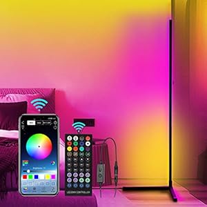 Lampadaire LED, Mostop RGB LED Lampadaire avec télécommande et contrôle de l’application Lampadaire moderne à intensité variable pour la décoration de la pièce 158CM