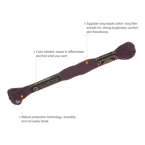 Image of HARFINGTON 12 Skeins Embroidery Floss 8.75yds(8m) Egyptian Long-Staple Cotton Cross Stitch Thread for Sewing DIY Bracelet Yarn String and Crafts, Deep Brown(6009)