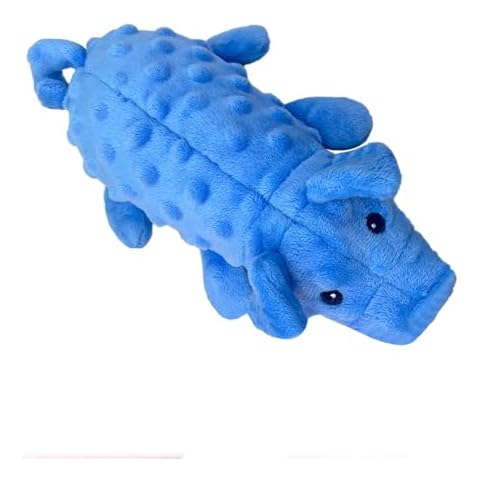 HNQTJJS Squeaky Dog Toys Plush Dog Toy with Crinkle Paper Stuffed Durable Dog Chew Toys for Small Middle and Large Dogs Pig Blue Cover
