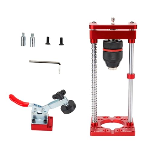 FLEXMAN Hand Drill Holder, Aluminum Alloy Hand Electric Drill Holder, Handheld Bench Drill Fixing Bracket, 35mm Hinge Hole Locator, Adjustable Hole Drilling Guide Rod