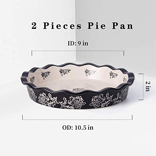 Sudopo Wisenvoy Pie Pan Ceramic Pie Dish Pie Plate 2-Piece Deep Dish Pie Pan Non-Stick Pie Pans