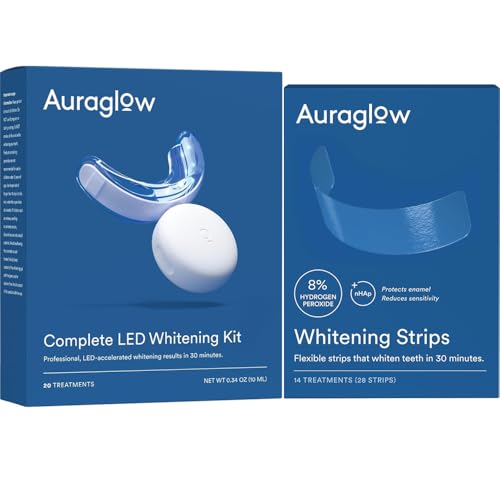 Auraglow Teeth Whitening Kit & Teeth Whitening Strips
