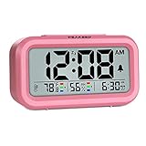 Peakeep Indoor Humidity Temperature Digital Alarm Clock for Bedrooms, Smart Night Light, Battery...