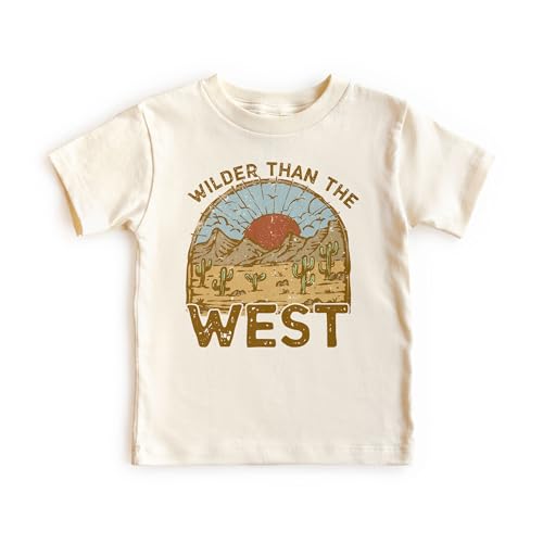 Wilder Than The West Toddler Shirt - Desert Vibes Cactus Outfit - Funny Western Aesthetic Shirts - Boy Girl Toddler Youth Kids Clothing