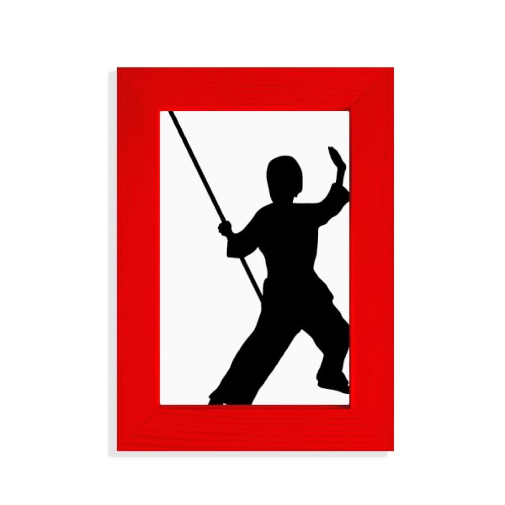 Shaolin Stick cadre photo porcelaine rouge pour préserver vos souvenirs de Kung Fu