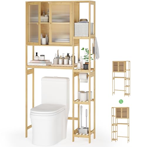 Wisuce Essentials Over The Toilet Storage Cabinet Above Toilet Bathroom Organizer with Toilet Paper...