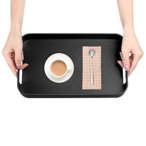 HaoChen Plateau Service, Plateau Plastique Rectangulaire, Plateau Repas, Plateau Cuisine avec Poignées pour Petit Dejeuner, The - 33.4x20x4 cm