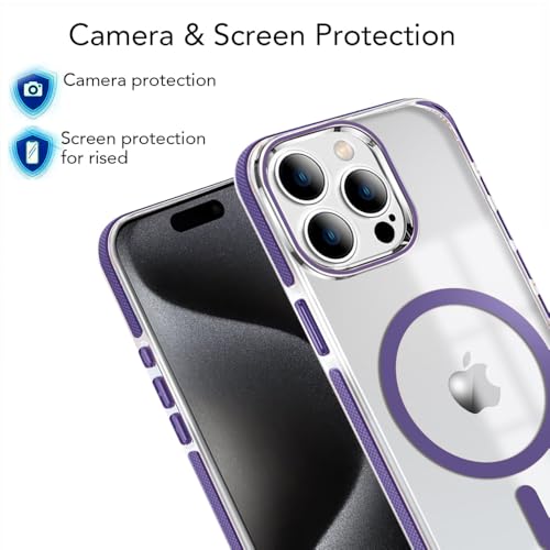 Image of MINTZZ ️ for iPhone 15 Pro Max Case, Compatible with MagSafe, Military-Grade Protection, Yellowing Resistant, Scratch-Resistant TPU Back, Magnetic Phone Case for iPhone 15 Pro Max, Clear Purple