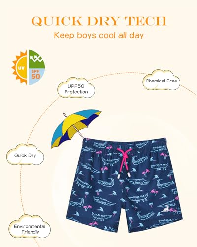 Image of SURF CUZ Surfcuz Little Boys Swim Trunks UPF 50+ Toddler Beach Shorts Swimsuit Kids Quick Dry Swimwear
