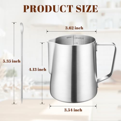Image of Amrules Milk Frothing Pitcher 20oz Frother Cup Barista Tools, Frosted