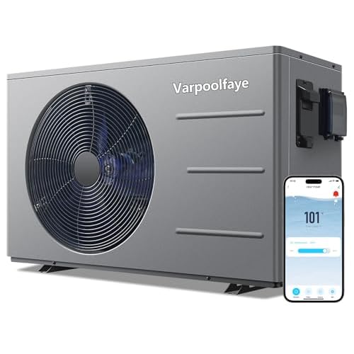 16000 BTU Above Ground Pool Heater 5000 Gallon Swimming Pool Heater Pump Heating or Cooling Electric Pool Heater for Inground Pool WiFi Control Schedule 120V