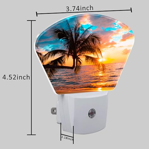 Image of Beautiful Sunset Plug in Night Lights, Palm Tree Nightlight Plug Into Wall Dusk to Dawn Sensor for Kid Girls Boys Women Men Room, Hallway, Kitchen, Bathroom, Stairs Decor